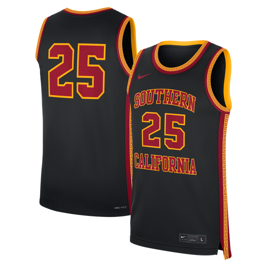 #25 USC Trojans Alternate Replica Basketball Jersey - Black | Stitched College Jersey TJS73422