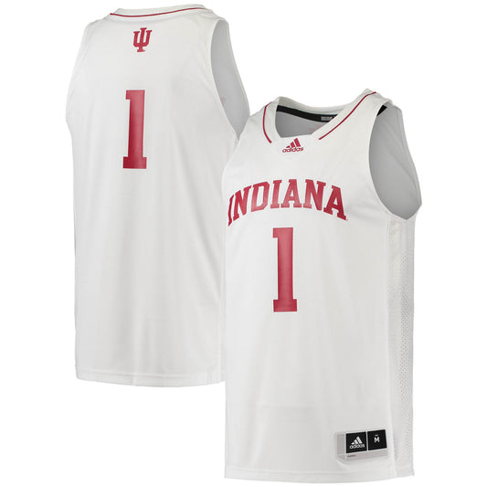 #1 Indiana Hoosiers Swingman Team Basketball Jersey - White | Stitched College Jersey TJS73583