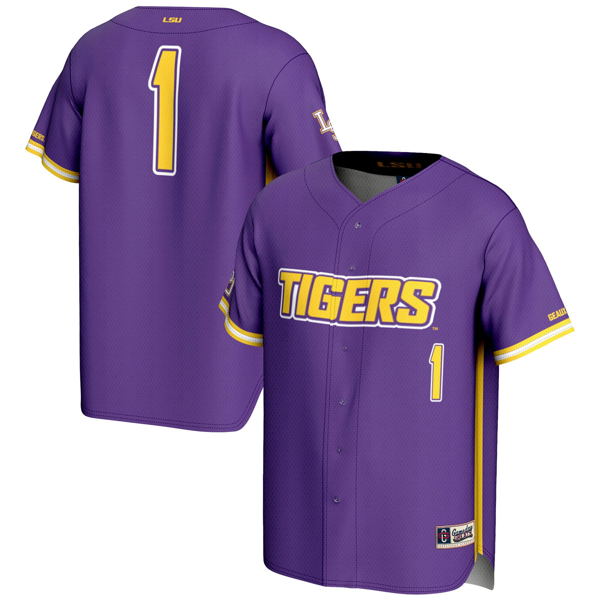 #1 LSU Tigers GameDay Greats Lightweight Baseball Fashion Jersey - Purple | Stitched College Jersey TJS73591