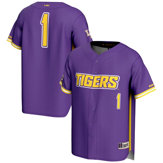 #1 LSU Tigers GameDay Greats Lightweight Baseball Fashion Jersey - Purple | Stitched College Jersey TJS73591