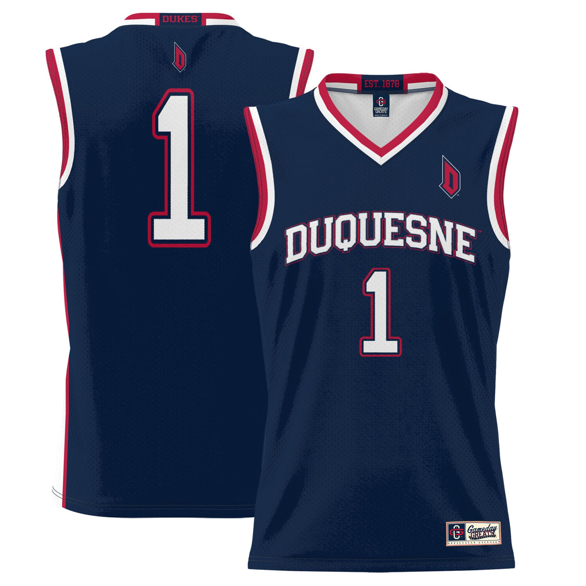 #1 Duquesne Dukes GameDay Greats Lightweight Basketball Jersey - Navy | Stitched College Jersey TJS73614