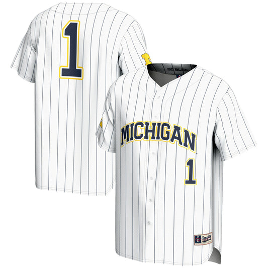 #1 Michigan Wolverines GameDay Greats Lightweight Baseball Fashion Jersey - White | Stitched College Jersey TJS73542