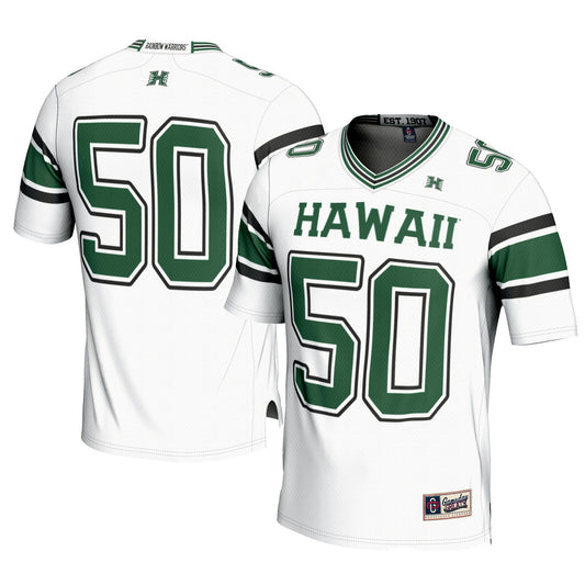 #1 Hawaii Rainbow Warriors GameDay Greats Football Jersey - White | Stitched College Jersey TJS73869
