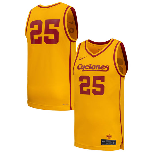 #25 Iowa State Cyclones Replica Basketball Jersey - Gold | Stitched College Jersey TJS73636