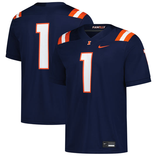 #1 Illinois Fighting Illini Game Football Jersey - Navy | Stitched College Jersey TJS73819