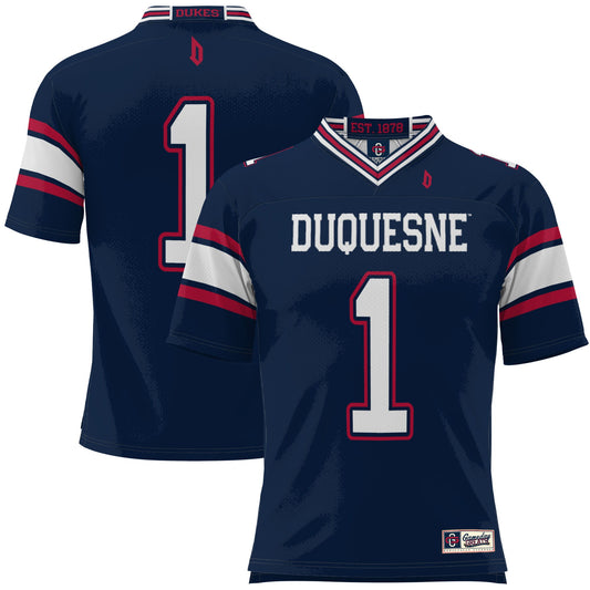 #1 Duquesne Dukes GameDay Greats Football Jersey - Blue | Stitched College Jersey TJS74016