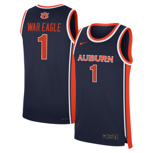 Auburn Tigers #1 Road War Eagle Replica Basketball Jersey - Navy | Stitched College Jersey TJS73948
