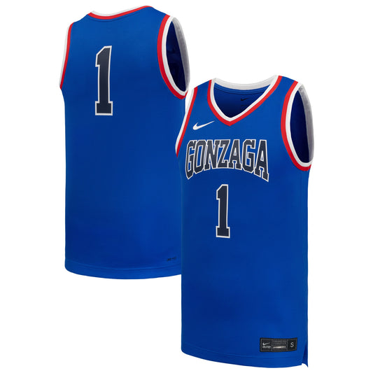 #1 Gonzaga Bulldogs Replica Basketball Jersey - Royal | Stitched College Jersey TJS73979