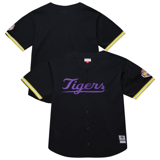 LSU Tigers M & N On The Clock Full-Button Fashion Jersey - Black | Stitched College Jersey TJS73854