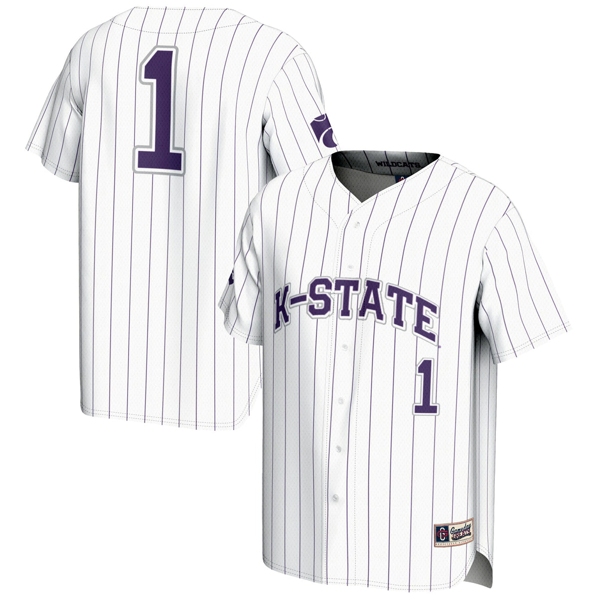 #1 Kansas State Wildcats GameDay Greats Lightweight Baseball Jersey - White | Stitched College Jersey TJS73885