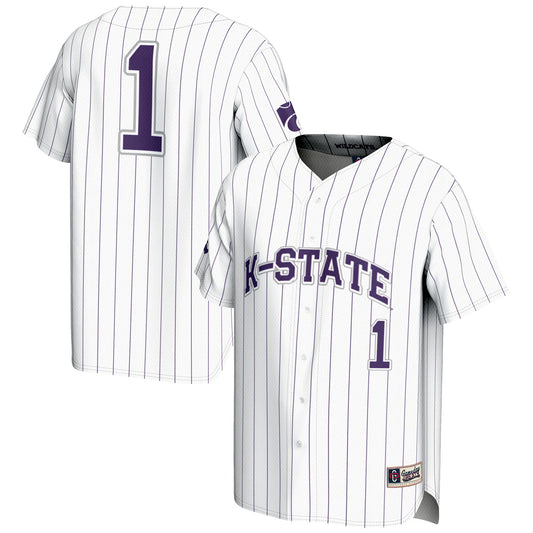 #1 Kansas State Wildcats GameDay Greats Lightweight Baseball Jersey - White | Stitched College Jersey TJS73885