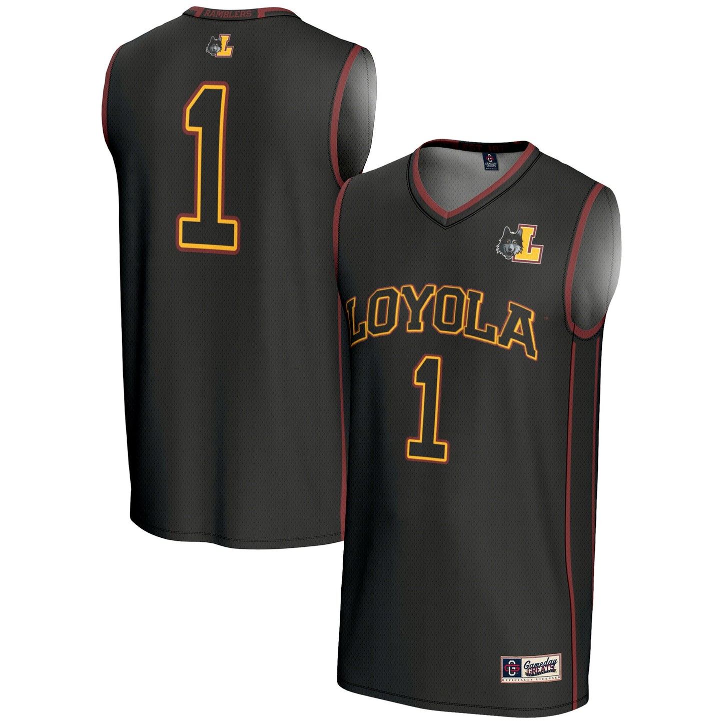 #1 Loyola Chicago Ramblers GameDay Greats Lightweight Basketball Jersey - Black | Stitched College Jersey TJS73805