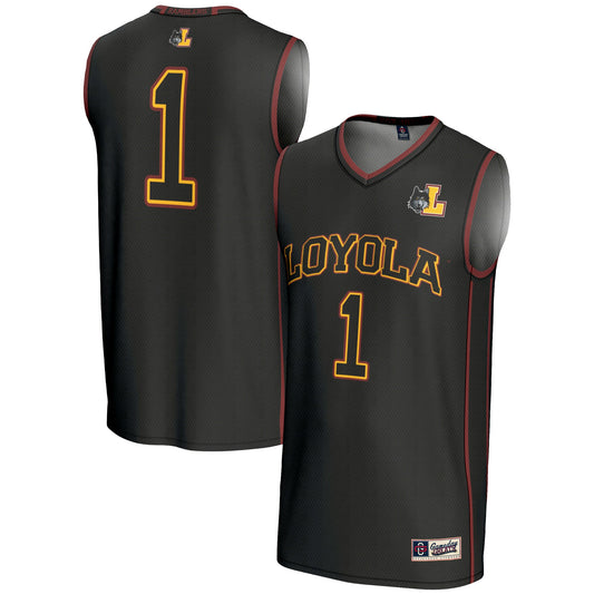 #1 Loyola Chicago Ramblers GameDay Greats Lightweight Basketball Jersey - Black | Stitched College Jersey TJS73805