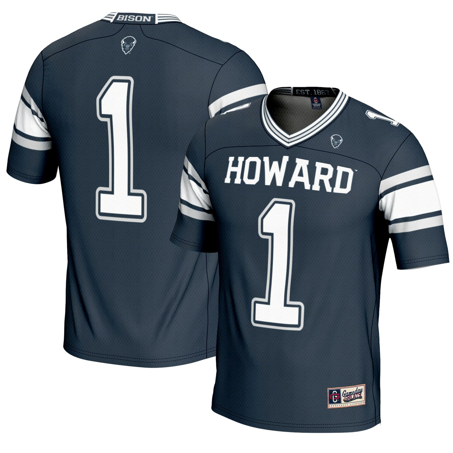 #1 Howard Bison GameDay Greats Endzone Football Jersey - Navy | Stitched College Jersey TJS73738