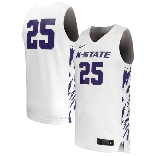 #25 Kansas State Wildcats Replica Basketball Jersey - White | Stitched College Jersey TJS73797