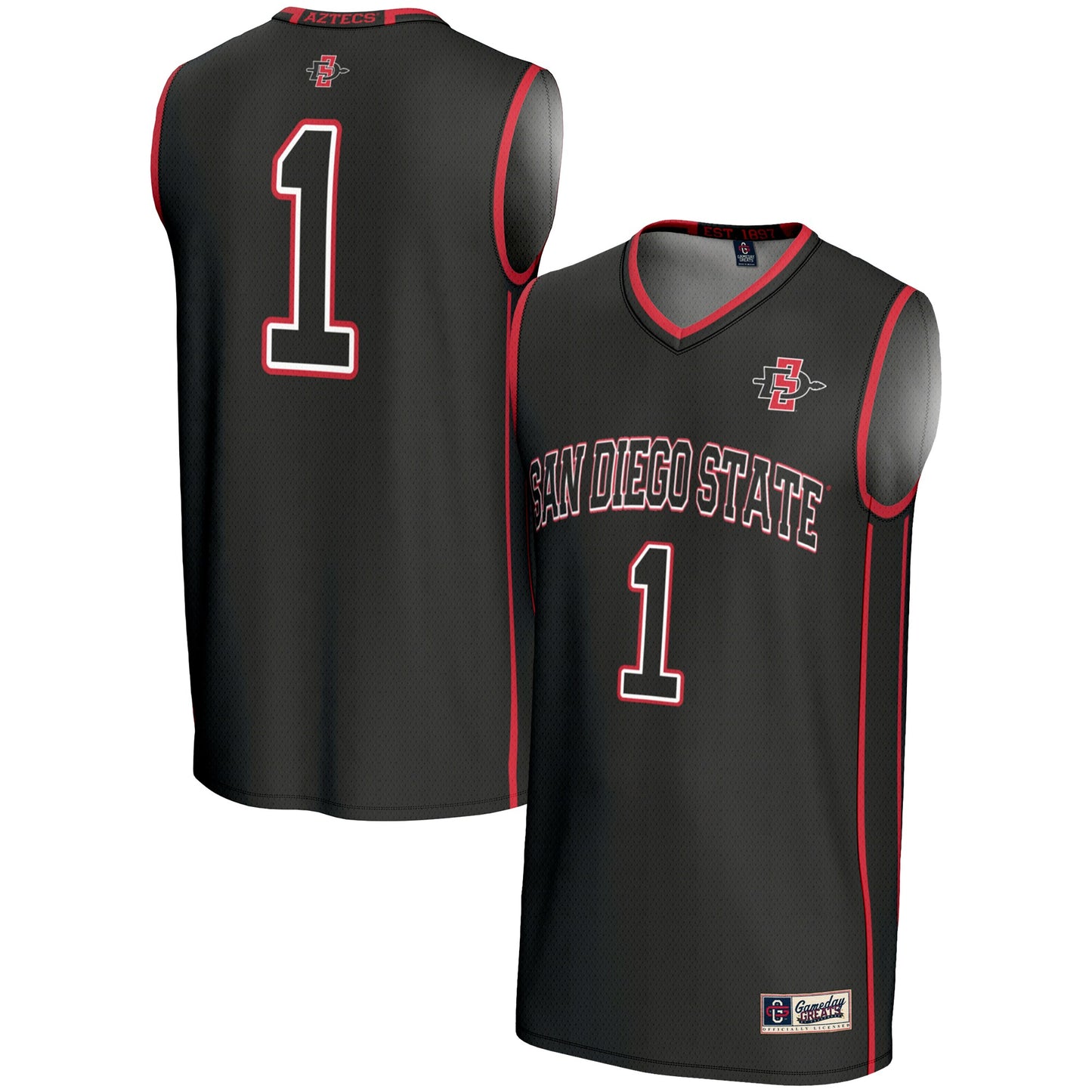 #1 San Diego State Aztecs GameDay Greats Lightweight Basketball Fashion Jersey - Black | Stitched College Jersey TJS73702