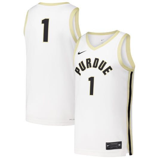 #1 Purdue Boilermakers Replica Basketball Jersey - White | Stitched College Jersey TJS74051