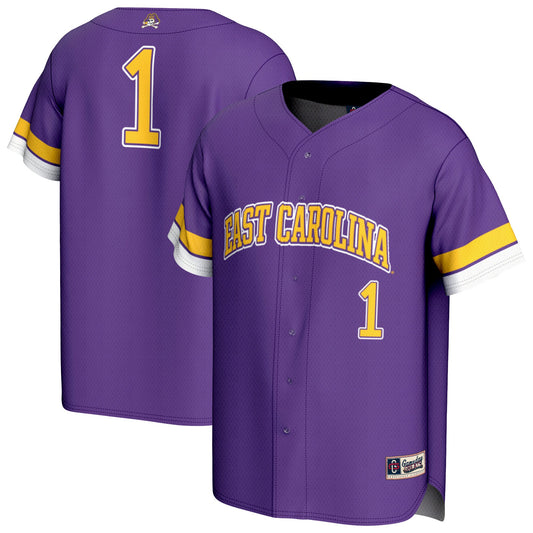 #1 ECU Pirates GameDay Greats Unisex Lightweight Collegiate Baseball Fashion Jersey - Purple | Stitched College Jersey TJS74122