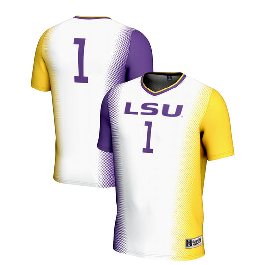 #1 LSU Tigers GameDay Greats Unisex Lightweight Women's Soccer Jersey - White | Stitched College Jersey TJS74110