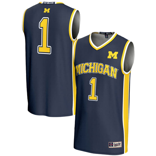 #1 Michigan Wolverines GameDay Greats Unisex Lightweight Basketball Jersey - Navy | Stitched College Jersey TJS74027