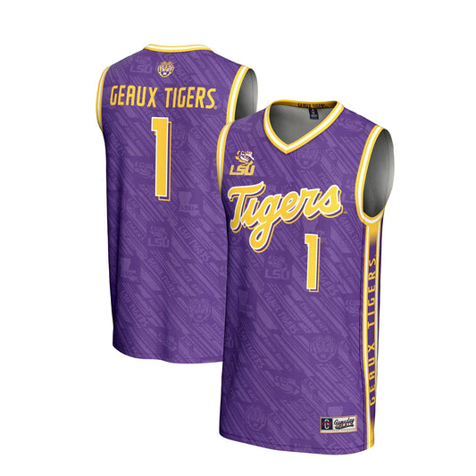 #1 LSU Tigers GameDay Greats Unisex Lightweight Highlight Print Basketball Jersey - Purple | Stitched College Jersey TJS74090
