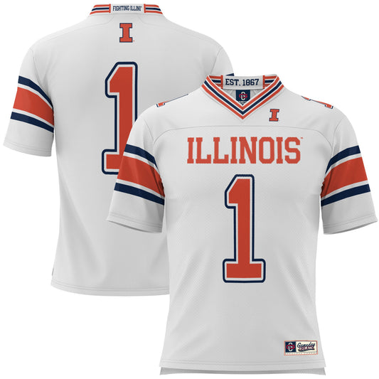 #1 Illinois Fighting Illini GameDay Greats Football Jersey - White | Stitched College Jersey TJS74113