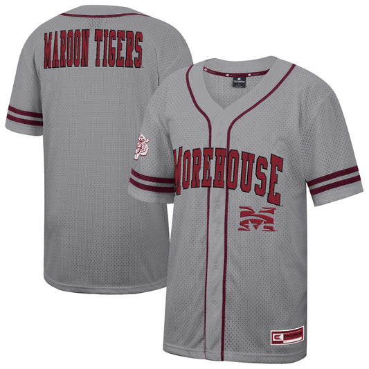 Morehouse Maroon Tigers Colosseum Free Spirited Baseball Jersey - Gray | Stitched College Jersey TJS74056