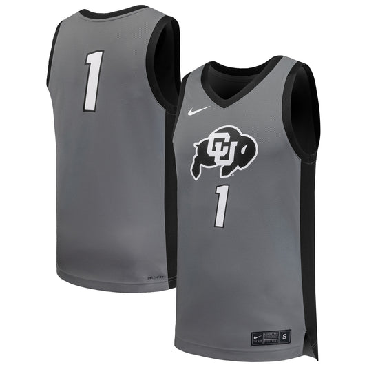 #1 Colorado Buffaloes Replica Basketball Jersey - Gray | Stitched College Jersey TJS74287