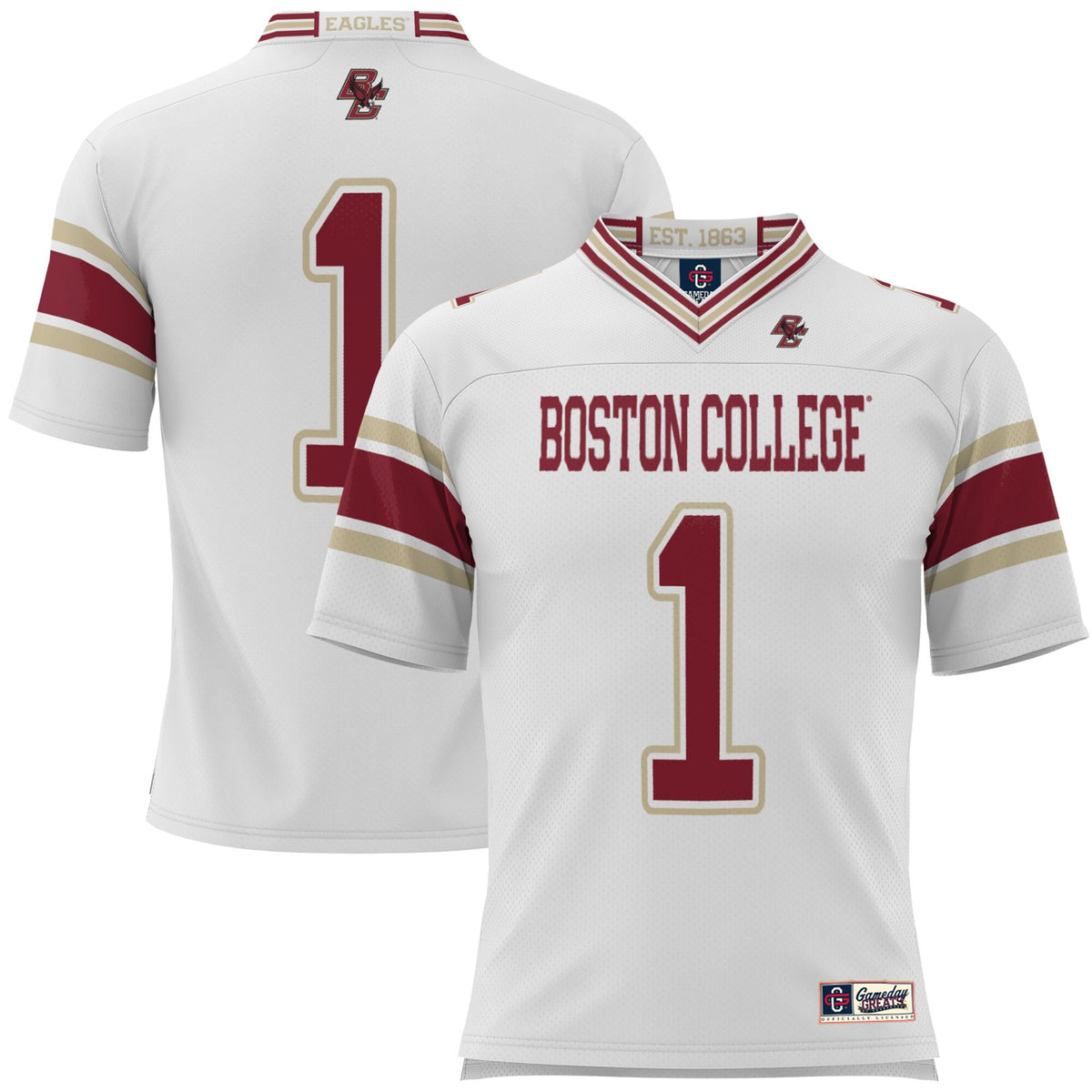 #1 Boston College Eagles GameDay Greats Football Jersey - White | Stitched College Jersey TJS74267