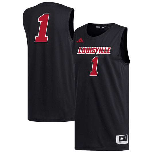 #1 Louisville Cardinals Replica Basketball Jersey - Black | Stitched College Jersey TJS74192