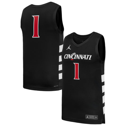 #1 Cincinnati Bearcats Replica Basketball Jersey - Black | Stitched College Jersey TJS74290