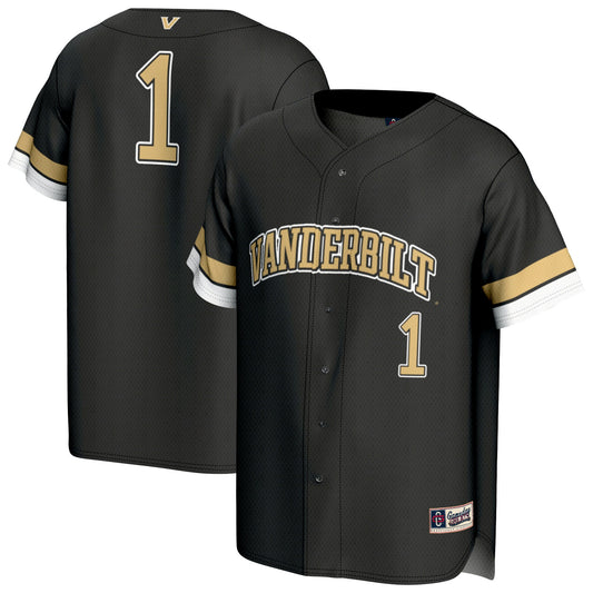 #1 Vanderbilt Commodores GameDay Greats Unisex Lightweight Collegiate Baseball Fashion Jersey - Black | Stitched College Jersey TJS74229