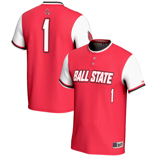 #1 Ball State Cardinals GameDay Greats Unisex Lightweight Softball Jersey - Cardinal | Stitched College Jersey TJS74253