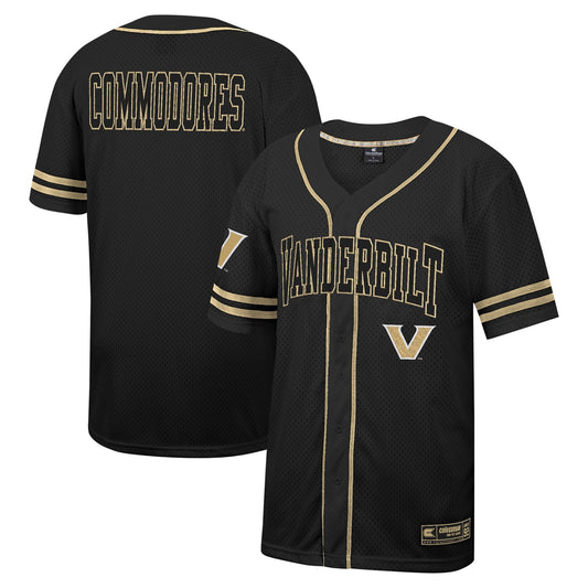 Vanderbilt Commodores Colosseum Free Spirited Mesh Button-Up Baseball Jersey - Black | Stitched College Jersey TJS74159