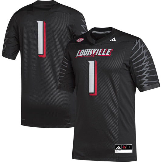 #1 Louisville Cardinals Premier Football Jersey - Black | Stitched College Jersey TJS74347