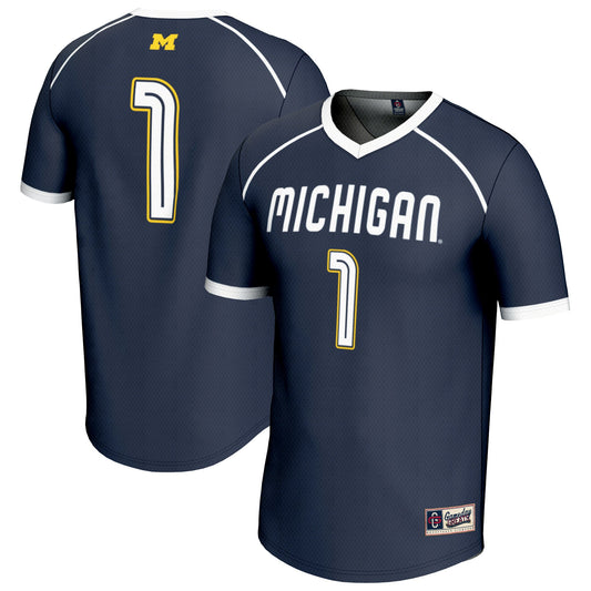 #1 Michigan Wolverines GameDay Greats Unisex Lightweight Women's Lacrosse Fashion Jersey - Navy | Stitched College Jersey TJS74346
