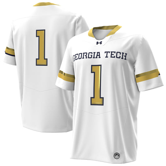 #1 Georgia Tech Yellow Jackets Away Replica Football Jersey - White | Stitched College Jersey TJS74488