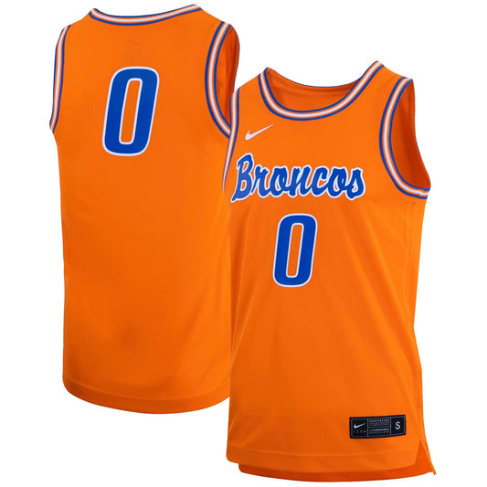 #0 Boise State Broncos Retro Replica Basketball Jersey - Orange | Stitched College Jersey TJS74597