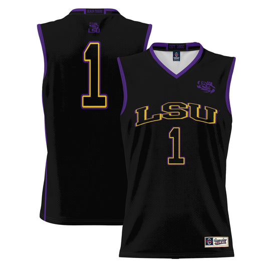 #1 LSU Tigers GameDay Greats Lightweight Basketball Jersey - Black | Stitched College Jersey TJS74443