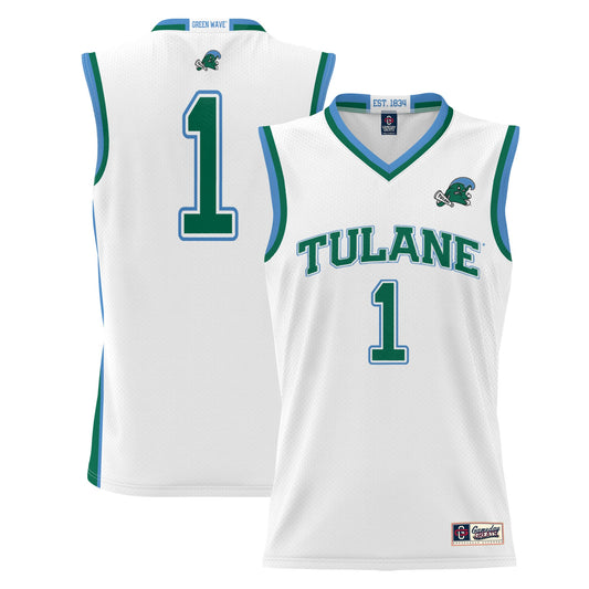#1 Tulane Green Wave GameDay Greats Lightweight Basketball Jersey - White | Stitched College Jersey TJS74570