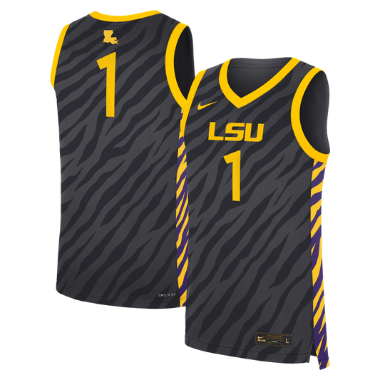 #1 LSU Tigers Unisex Replica Basketball Jersey - Anthracite | Stitched College Jersey TJS74374