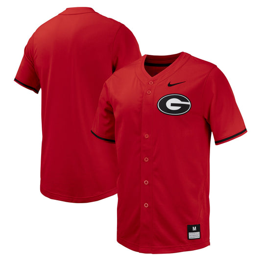 Georgia Bulldogs Replica Full-Button Baseball Jersey - Red | Stitched College Jersey TJS74569