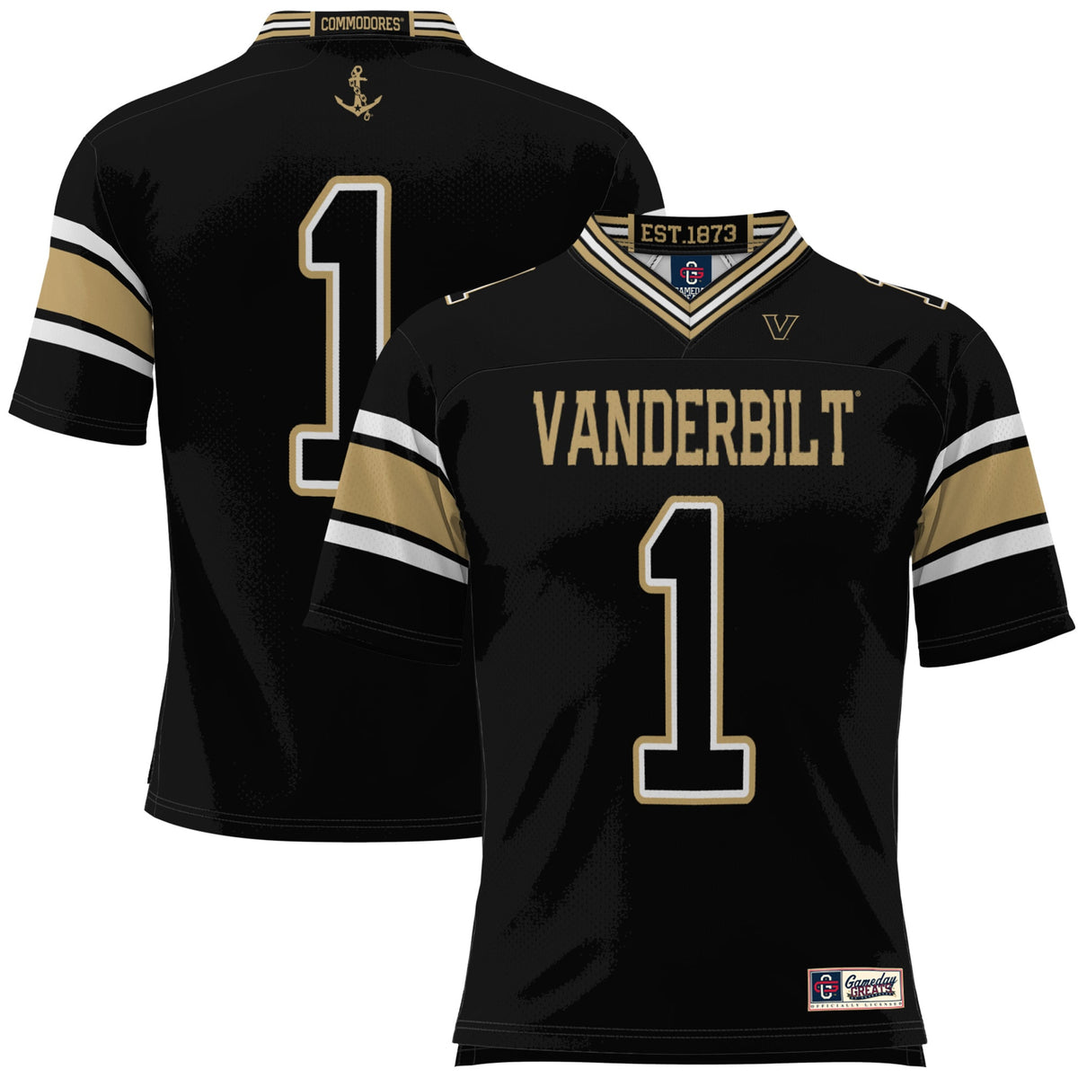 #1 Vanderbilt Commodores GameDay Greats Football Jersey - Black | Stitched College Jersey TJS74547