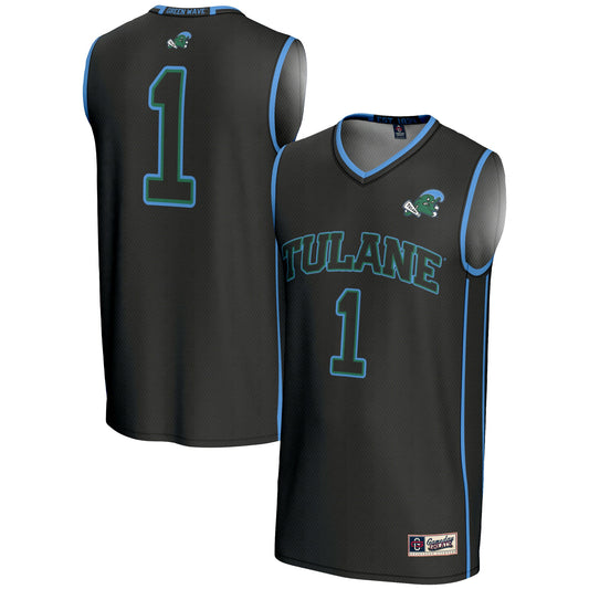 #1 Tulane Green Wave GameDay Greats Lightweight Basketball Jersey - Black | Stitched College Jersey TJS74368