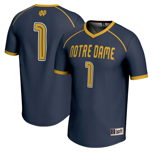 #1 Notre Dame Fighting Irish GameDay Greats Unisex Lightweight Women's Lacrosse Jersey - Navy | Stitched College Jersey TJS74588