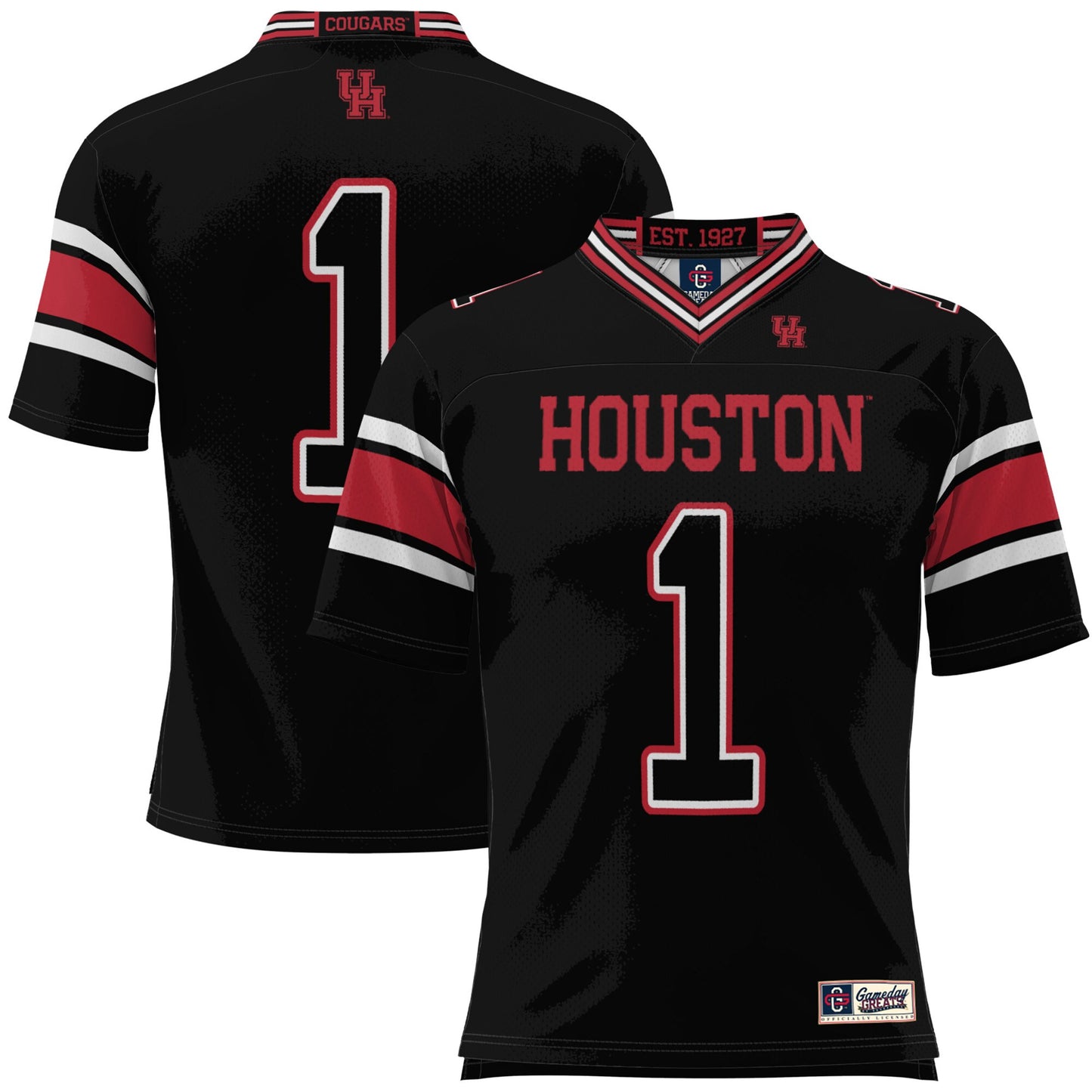 #1 Houston Cougars GameDay Greats Football Jersey - Black | Stitched College Jersey TJS74521