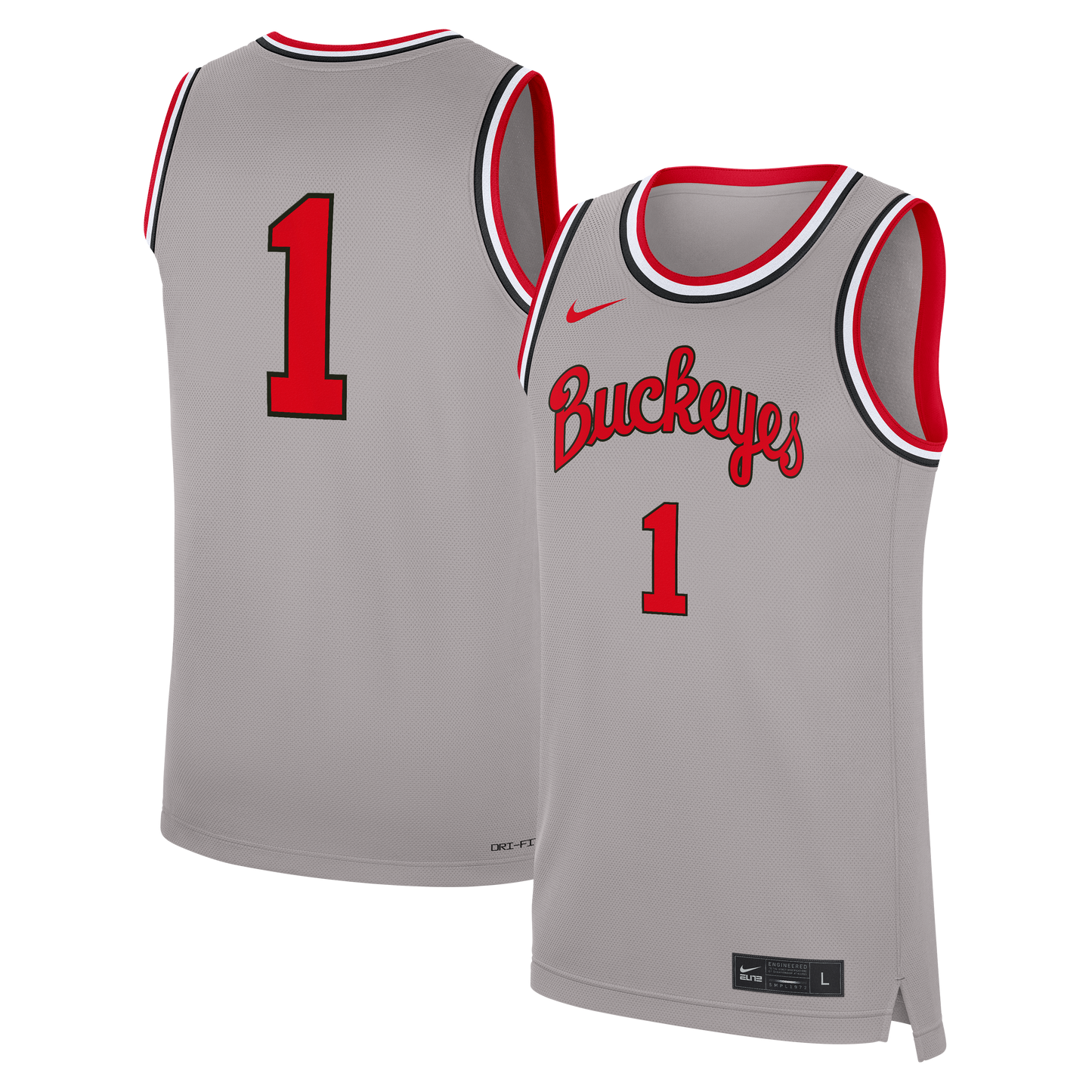 #1 Ohio State Buckeyes Alternate Replica Basketball Jersey - Gray | Stitched College Jersey TJS74399