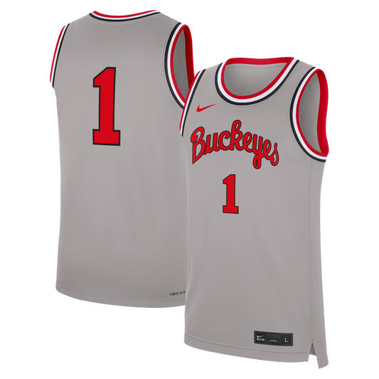 #1 Ohio State Buckeyes Alternate Replica Basketball Jersey - Gray | Stitched College Jersey TJS74399