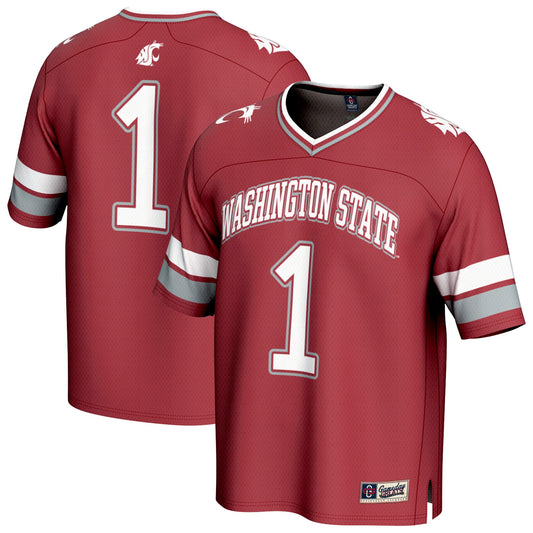 #1 Washington State Cougars GameDay Greats Unisex Lightweight Collegiate Football Fashion Jersey - Crimson | Stitched College Jersey TJS74636
