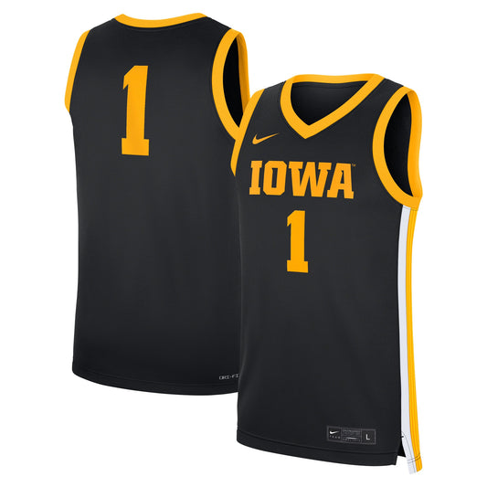 #1 Iowa Hawkeyes Road Replica Jersey - Black | Stitched College Jersey TJS74891